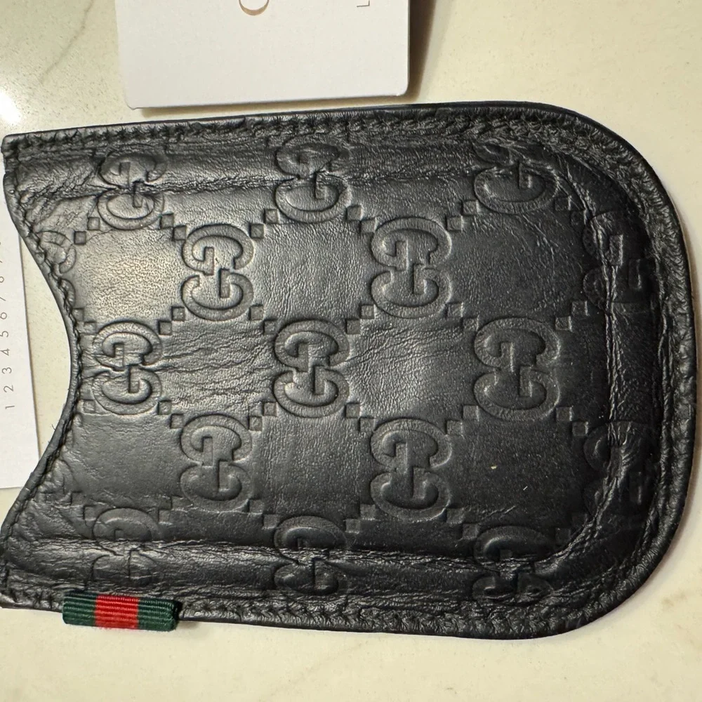 Gucci Black Leather Phone Case-Guccissima